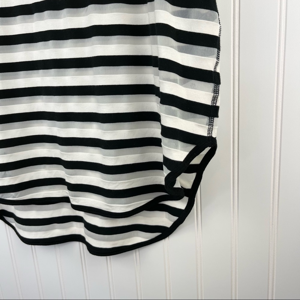 Derek Lam 10C x Athleta Mesh Striped Raglan Tee White Black Cream Size Large - Picture 4 of 10